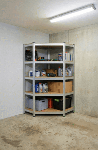 Rohový regál s 5 policemi, 180 × 90 × 90 - pozinkovaný